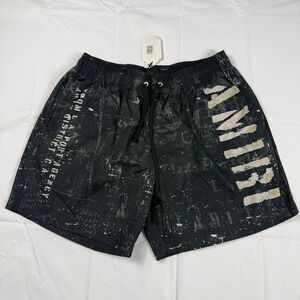 Amiri Stencil Military Swim Trunks Black Distressed Graphic Mens UK 36 IT 52 NEW